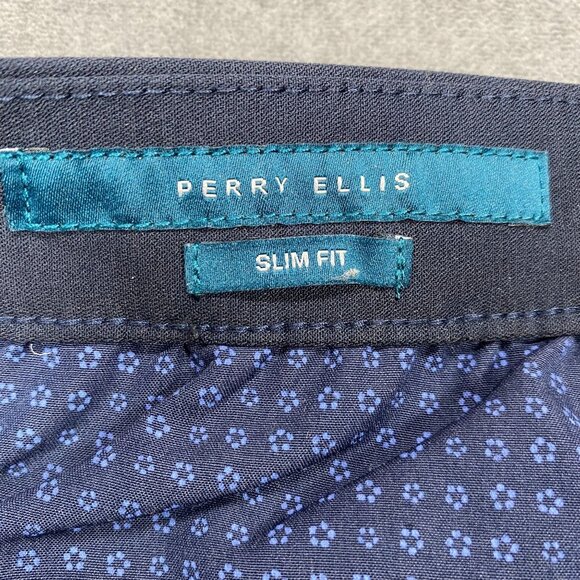 Perry Ellis Mens Slim Fit Navy Blue Dress Pants Size 30x30 Viscose & Polyester - Picture 5 of 14